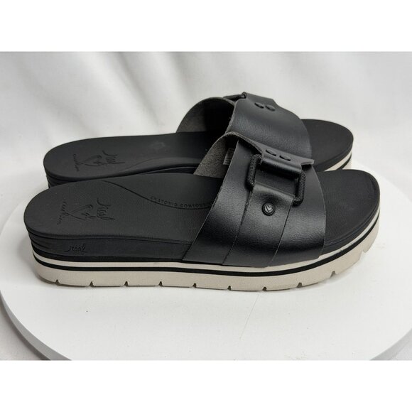 REEF Horizon Hi Slide Women's size 7 Black Platform Buckle Sandals Boho - Picture 2 of 8